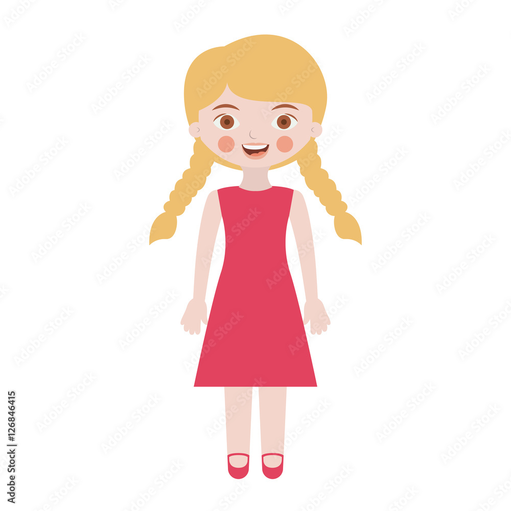 Girl cartoon icon. Kid childhood little people and person theme. Isolated design. Vector illustration