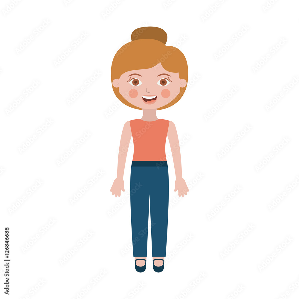 Girl cartoon icon. Kid childhood little people and person theme. Isolated design. Vector illustration