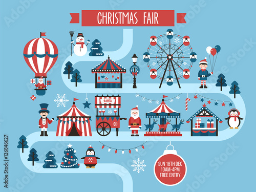 Christmas market and holiday fair poster design