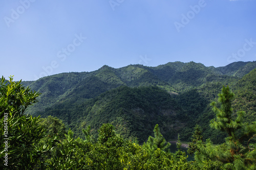 The mountains scenery with blue sky