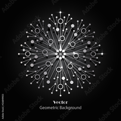 Silver snowflake made of connected lines and dots