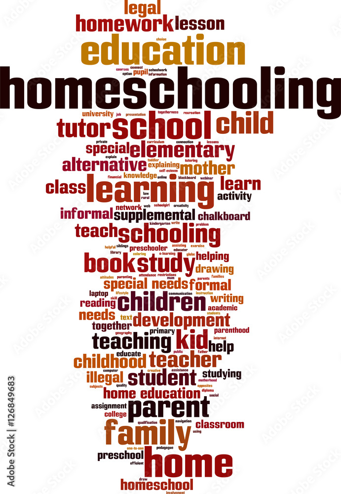 Obraz premium Homeschooling word cloud concept. Vector illustration
