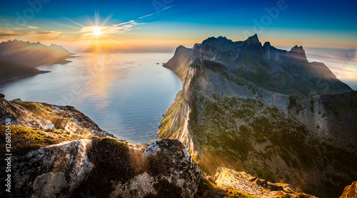 View from Beautiful Segla Mountain, Senja, Norway photo