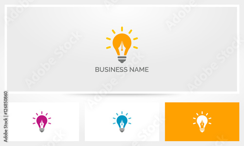 Pen Lightbulb Writing Idea Logo