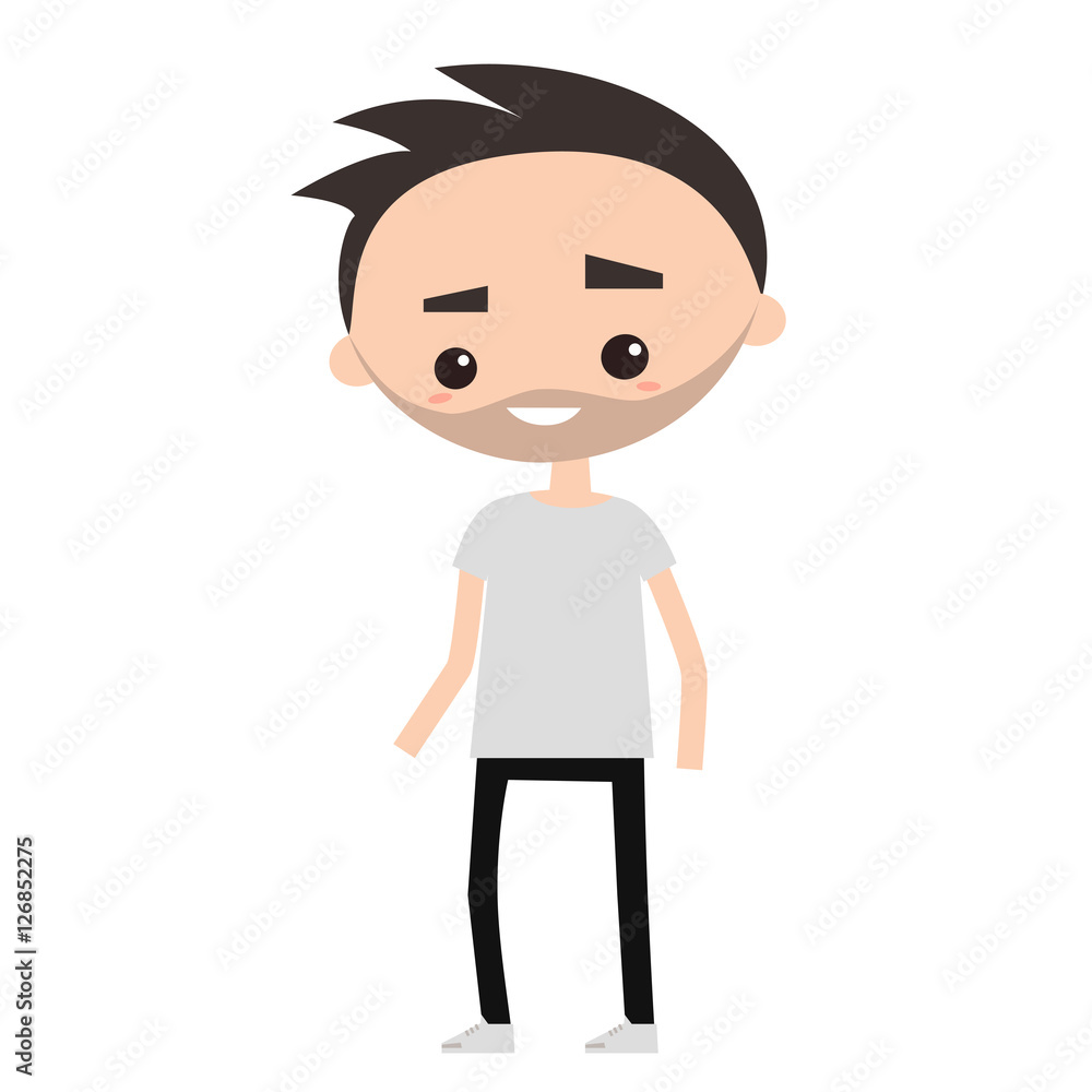 Handsome bearded man wearing blank t-shirt, Flat editable cartoon vector illustration Handsome bearded man wearing blank t-shirt, Flat editable cartoon vector illustration