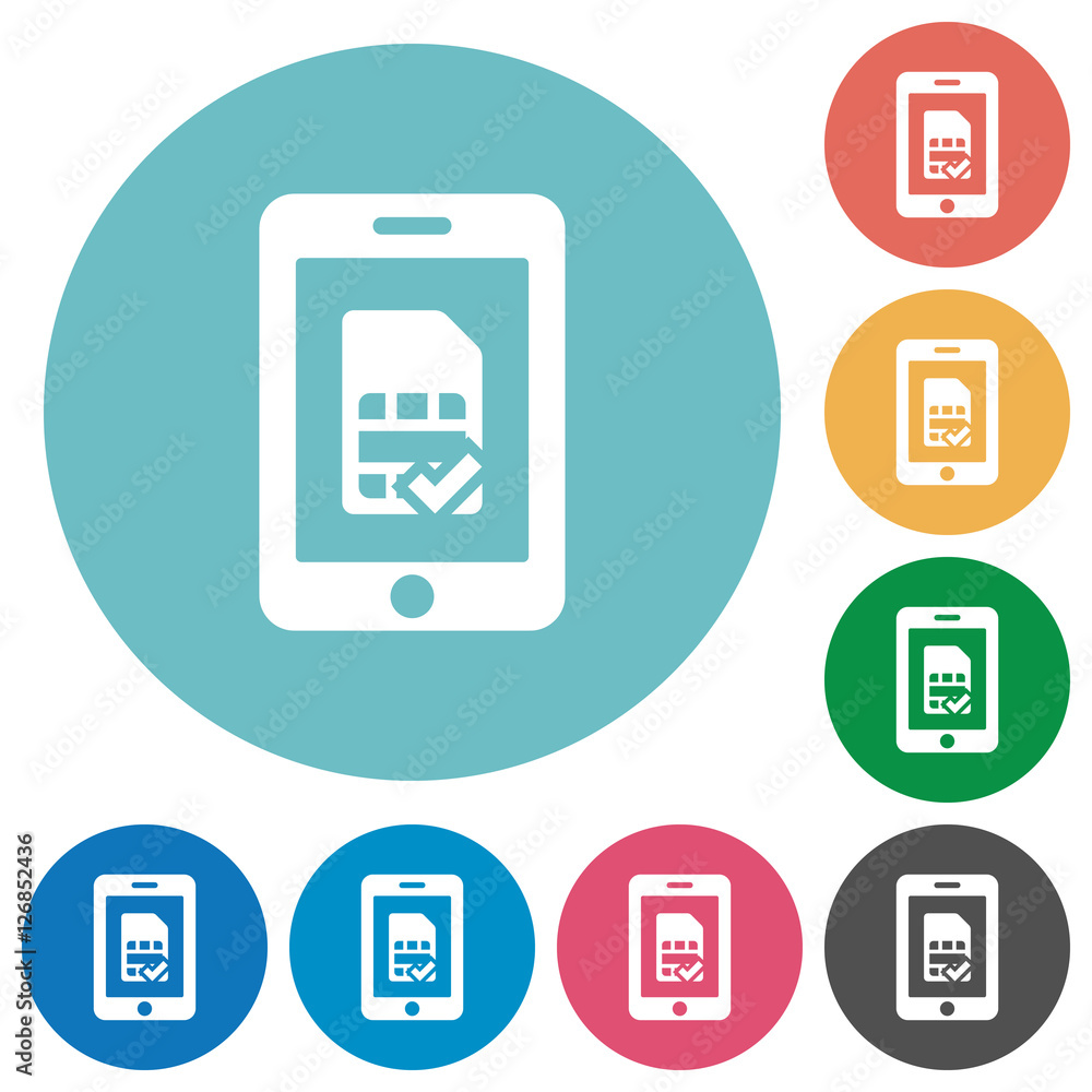 Mobile simcard verified flat icons Mobile simcard verified flat icons