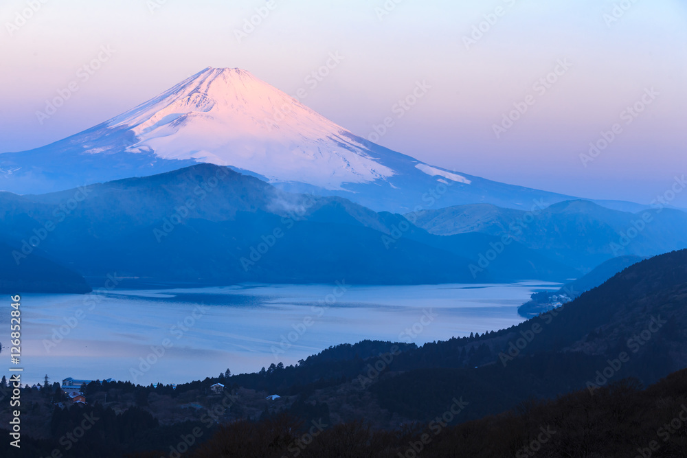 Mountain Fuji winter in morning.