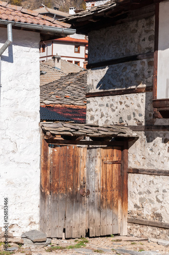 Bulgarian traditional houses in Shiroka Laka ethnographic reserve photo