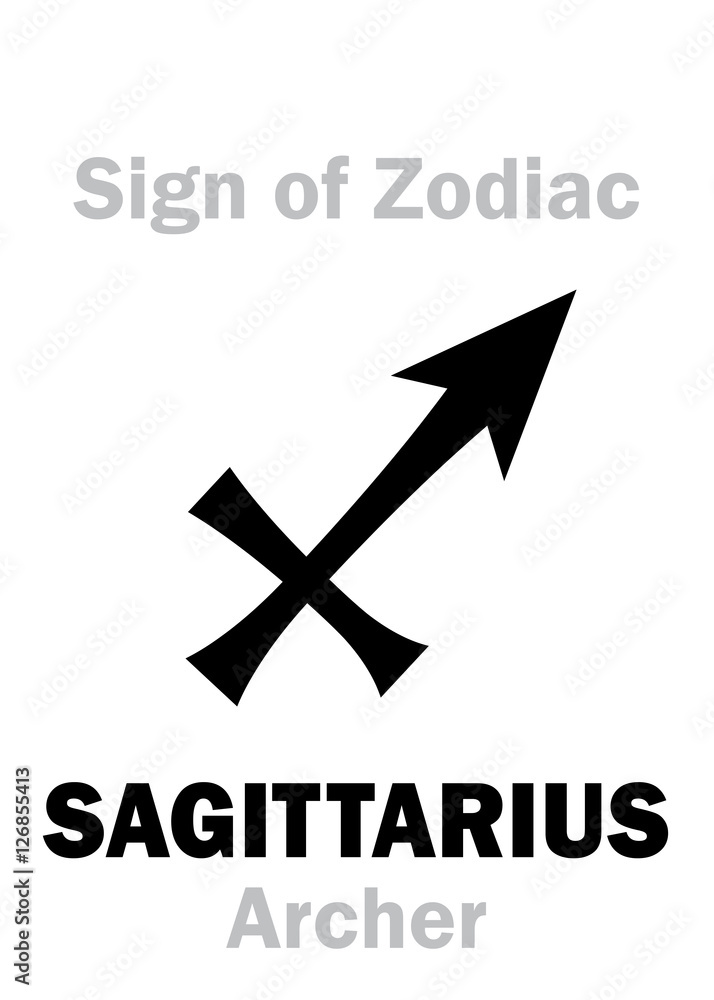 Astrology Alphabet Sign of Zodiac SAGITTARIUS (The Archer
