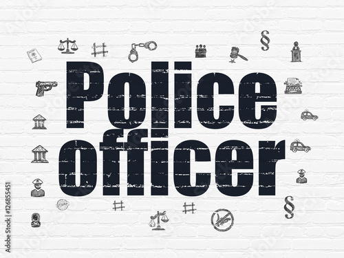 Law concept  Police Officer on wall background