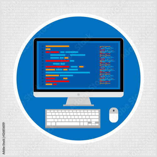 Programming and coding. Vector illustration. Flat design