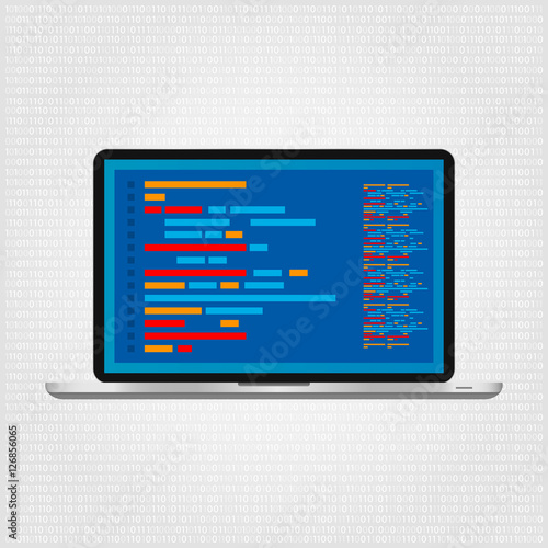 Programming and coding. Web developer coding concept. Vector illustration. Flat design.