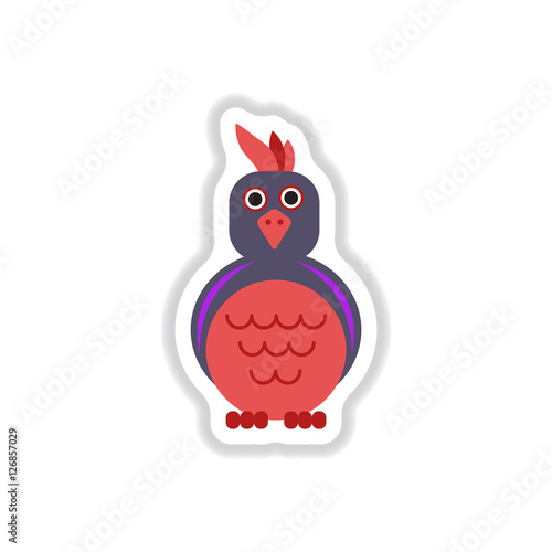Vector illustration in paper sticker style parrot Cockatoo