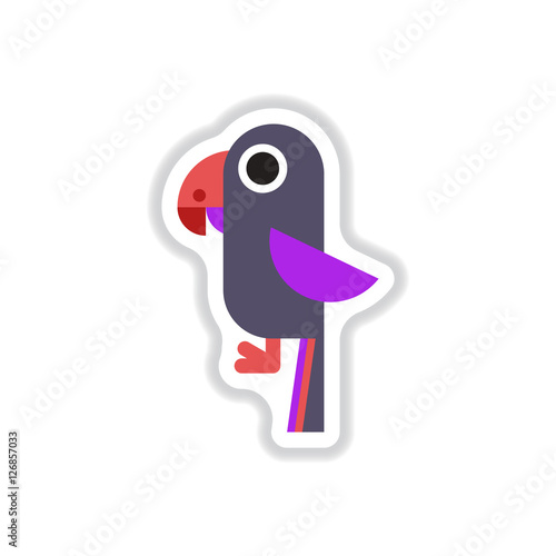 Vector illustration in paper sticker style baby parrot