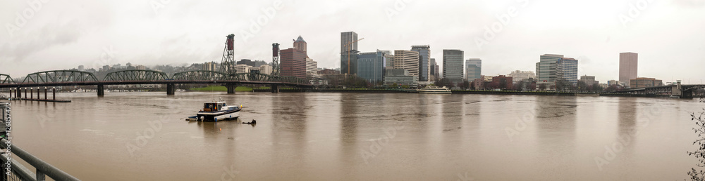 Unique view of the Paortland Oregon skyline Unique view of the Paortland Oregon skyline