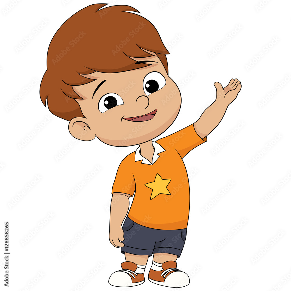 Fototapeta premium Cute kid welcome.Vector and illustration.