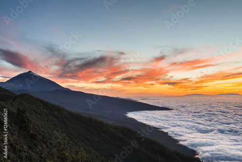 Sunset in The Teide National Park. Tenerife. Spain. © serg_did