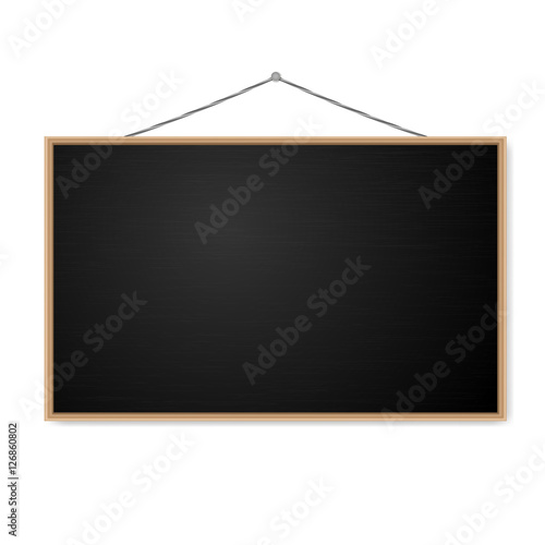 blank blackboard in wooden frame. vector illustration
