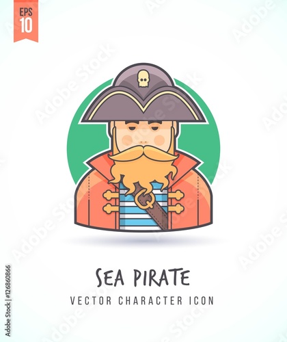 Pirate illustration People lifestyle and occupation Colorful and stylish flat vector character icon