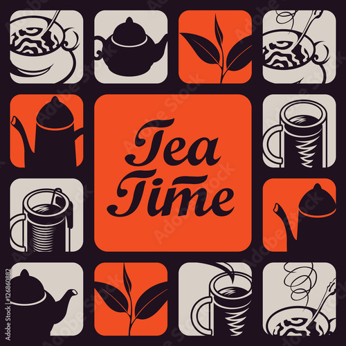 set vector icon logo for tea time
