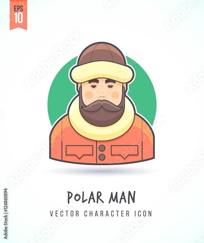 Winter tourist man in warm clothes illustration People lifestyle and occupation Colorful and stylish flat vector character icon