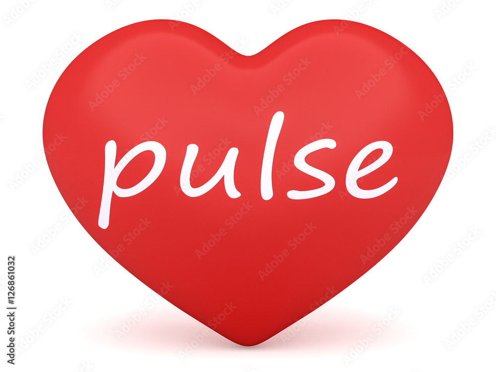 Red 3d Heart: Pulse, 3d illustration on white background