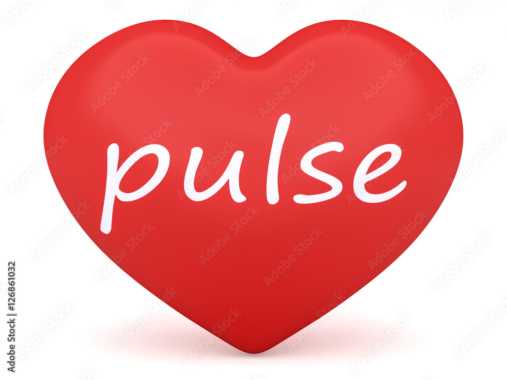 Red 3d Heart: Pulse, 3d illustration on white background Red 3d Heart: Pulse, 3d illustration on white background