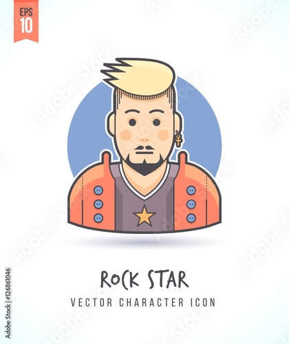 Rock start celebrity illustration People lifestyle and occupation Colorful and stylish flat vector character icon