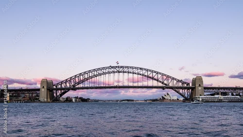 Sydney Harbour Bridge sunset timelapse in 4k Sydney Harbour Bridge sunset timelapse in 4k