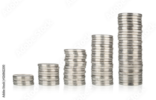 Картината върху платно Silver coins stacks