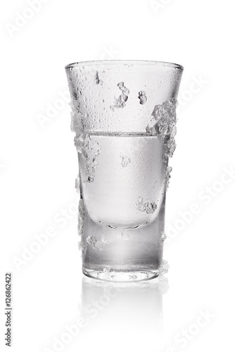Glass of vodka isolated
