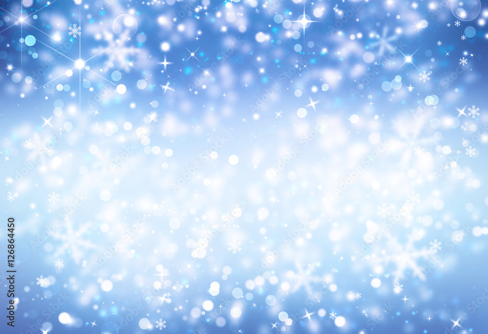 beautiful blue Christmas background with snowflakes and stars
