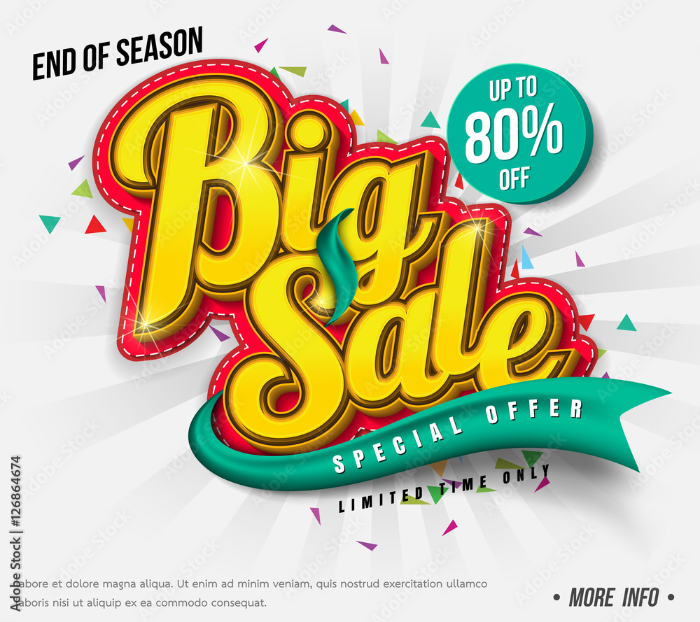 Sale banner template design, Big sale special up to 80% off. vector illustration.