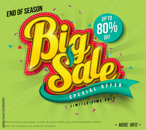 Sale banner template design, Big sale special up to 80% off. vector illustration.