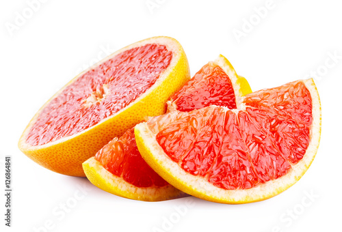 Cut slices of ripe grapefruit