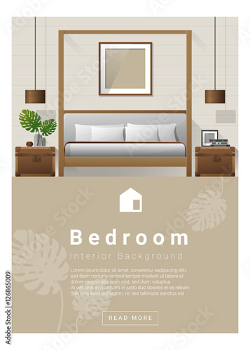 Interior design Modern bedroom banner , vector, illustration