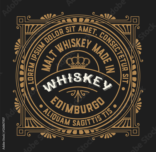 Old label design for Whiskey and Wine label, Restaurant banner,
