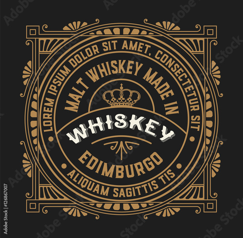 Old  label design for Whiskey and Wine label, Restaurant banner,