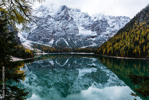 Autumn to Winter transmission at Lago di Braies, Italy