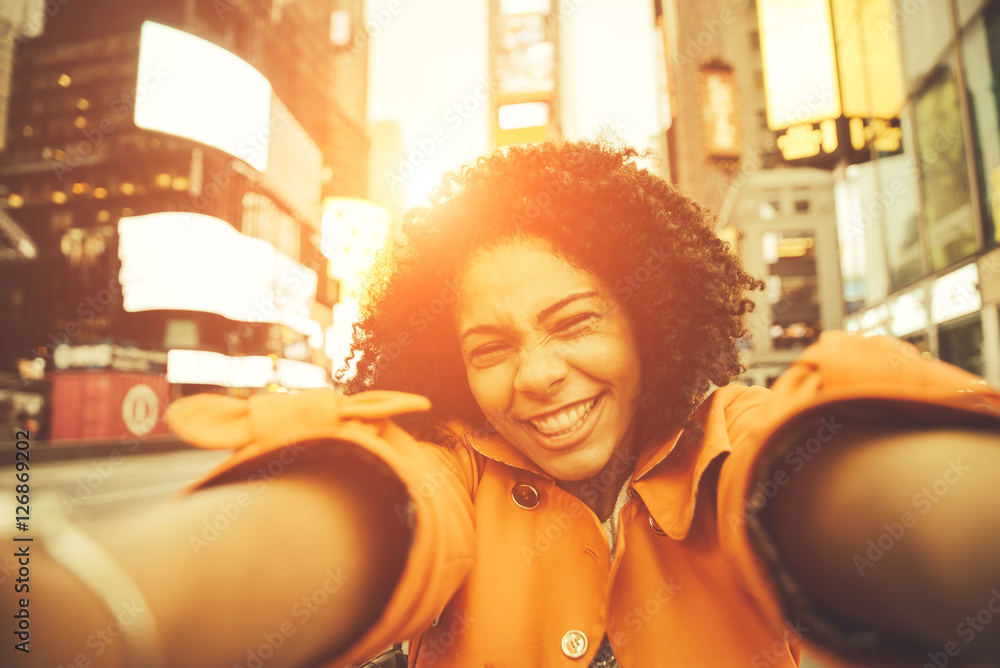 woman taking selfie in New york woman taking selfie in New york