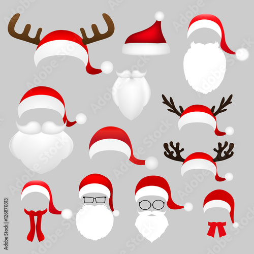 Templates for picture reindeer antlers and a hat with  beard an