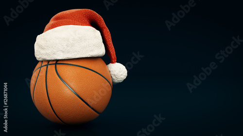 Christmas concept. Orange basket ball. 3d rendering