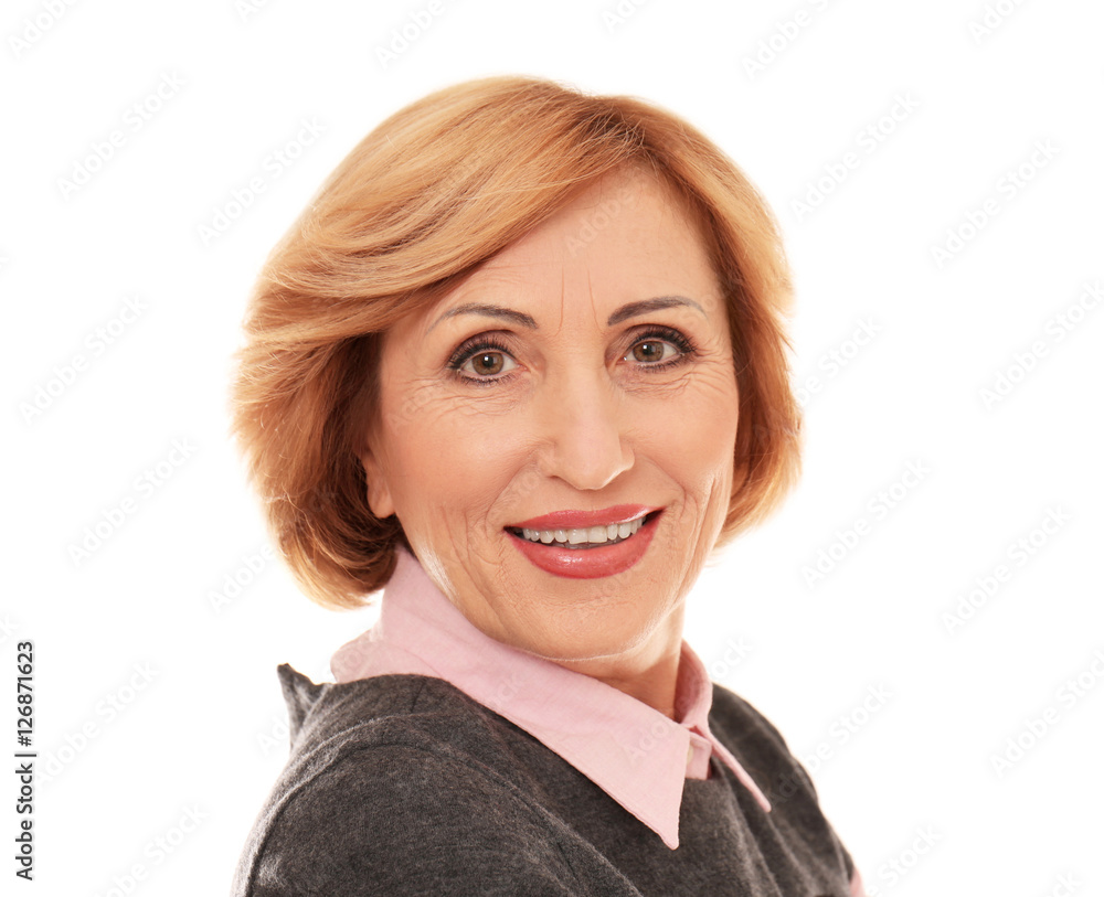 Portrait of successful senior woman isolated on white Portrait of successful senior woman isolated on white