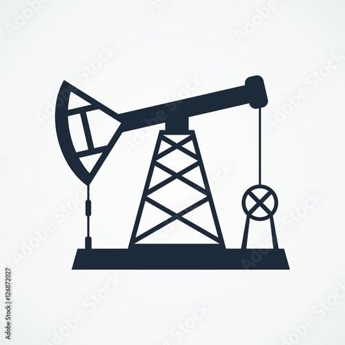 Oil derrick black icons. Flat vector cartoon Oil derrick illustration. Objects isolated on a white background.