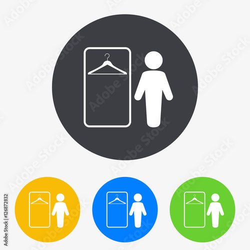 Icono plano vestuario hombre en circulo varios colores