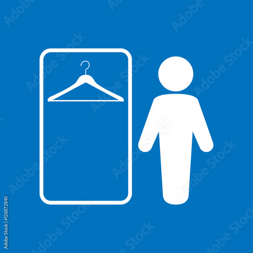 Icono plano vestuario hombre en fondo azul