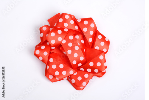 Red Decoration bow ribbon flower Isolated on white background
