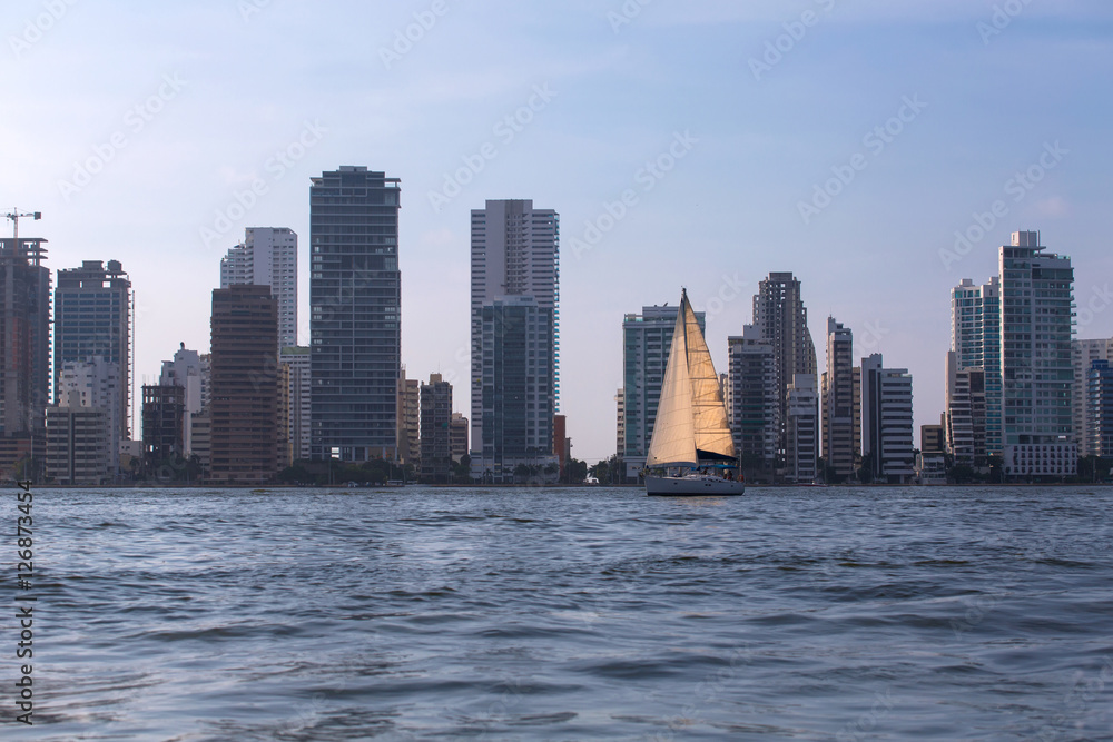 Fototapeta premium Widok z Cartagena de Indias, Kolumbia