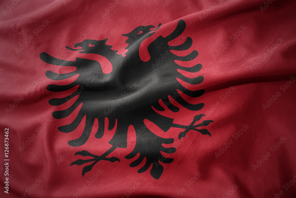 Naklejka premium waving colorful flag of albania