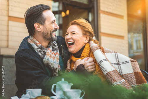 Man and woman dating in cafe
